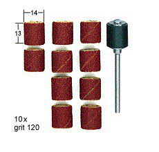 Пръстени абразивни Ø14х13-10бр к-т с държач