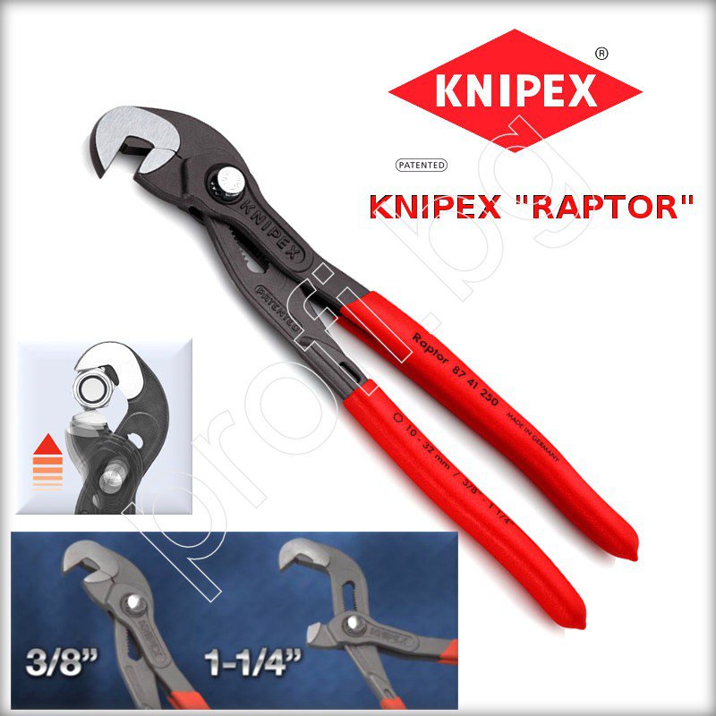 Клещи RAPTOR раздвижни тип гаечен ключ 10 до 32 mm KNIPEX GERMANY