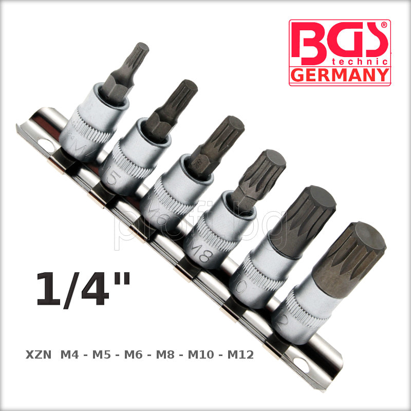 Вложки XZN дванадесетостен 1/4" от 4 до 12 mm к-т 6 бр.